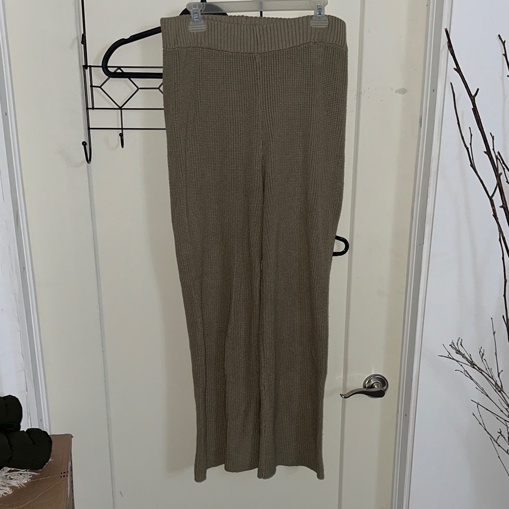 By The River Tan Ribbed Knit Pants L